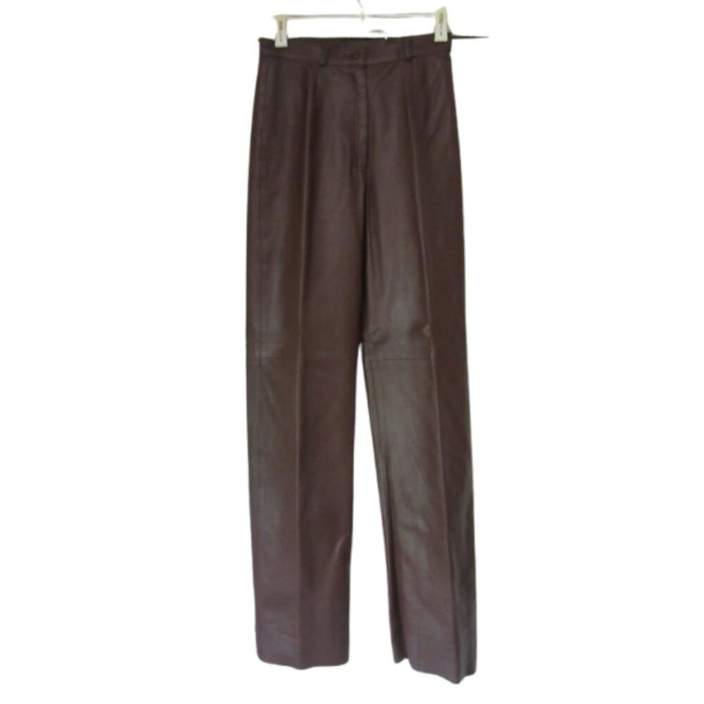 Siena Studio Dark Brown Soft Lamb Leather High Waist Pants Size 4